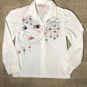 Vintage 1980’s hand-painted bedazzled one-of-a-kind button down | XS